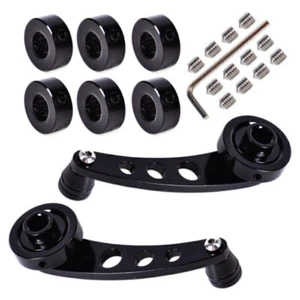 2PC 4.46" BILLET ALUMINUM BLACK CAR WINDOW/KNOB/DOOR/WINDER GLASS HANDLE CRANK - Picture 1 of 7