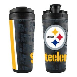 PITTSBURGH STEELERS 26 OZ. 4D PRINT STAINLESS STEEL ICE SHAKER WITH CARRY HANDLE