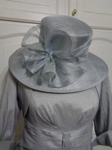 ISPIRATO SILVER GREY MOTHER OF THE BRIDE SUIT WITH HAT SIZE UK 16 - Picture 1 of 17