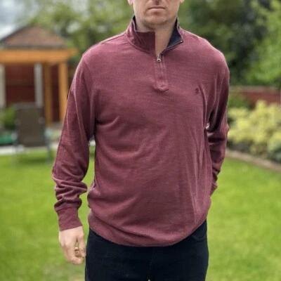 Izod Red Fleece Jacket Men's Size Large Quarter Zip Windbreaker Jumper Jacket - Image 1 of 4