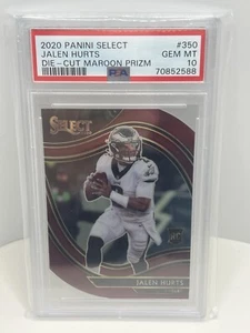 2020 Select Maroon Prizm Die-Cut Field Level Jalen Hurts PSA 10 Rookie RC SP - Picture 1 of 3
