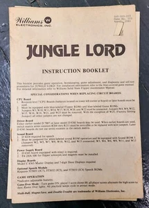 WILLIAMS 1981 JUNGLE LORD INSTRUCTION BOOKLET MANUAL - Picture 1 of 1