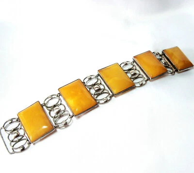 altes Butterscotch Bernstein Armband 835 Silber Top color real amber / BS 634 - Bild 1 von 4