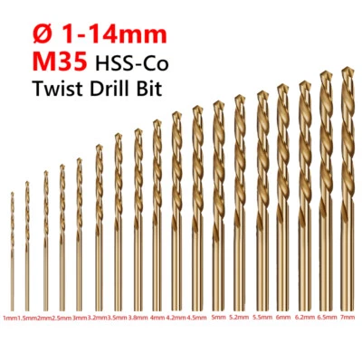 M35 HSS-Co Spiralbohrer Set Cobalt Ø1-14mm Metallbohrer Stahlbohrer Eisenbohrer - Bild 1 von 4