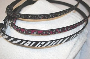 Girls 3 LOT BELTS Zebra Stripe PINK GLITTER LEOPARD Black Multicolor Sparkle S/M - Picture 1 of 3