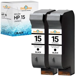 2PK Fits HP 15 C6615DN Ink Cartridges Deskjet 940/C/Cvr Color Copier 310 - Picture 1 of 2