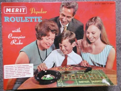 VINTAGE MERIT FAMILY BOARD GAME: POPULAR ROULETTE WITH CROUPIER RAKE XMAS FUN? - Image 1 of 3
