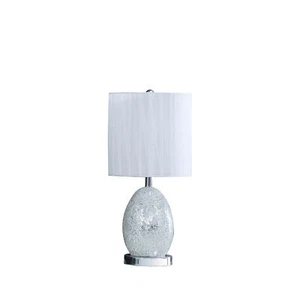 20" White Luster Mirrored Glass Table Lamp With Night Light - Picture 1 of 6