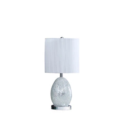 20" White Luster Mirrored Glass Table Lamp With Night Light - Image 1 of 4
