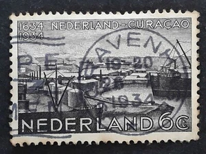 1934 Netherlands 6c grey Curacao Jubilee stamp Gravenhage cds - Picture 1 of 2