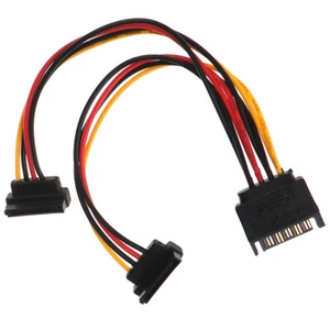 90 degree SATA 15-Pin Male to 2 x 15P Female Y Splitter Adapter Power Cab jv~SR - Picture 1 of 12