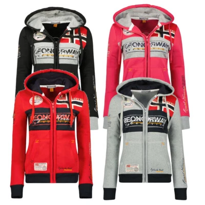Geographical Norway Damen Sweat Jacke Sweatshirt Hoodie Übergangsjacke  Kapuze - Bild 1 von 4