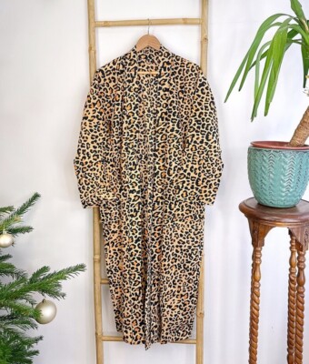 Indian Cotton Leopard Skin Print Kimono Bath ...