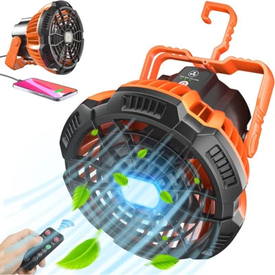 Portable Camping Fan Light LED Lamp Outdoor USB Rechargeable Tent Hanging Hook - Image 1 of 4