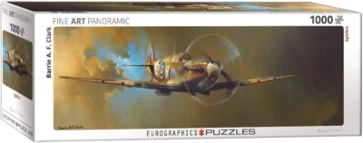 Spitfire by Barrie Clark Panoramic 1000 piece jigsaw puzzle 990mm x 330mm - Image 1 of 4