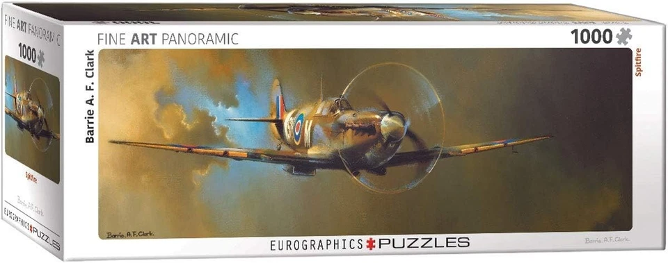 Spitfire by Barrie Clark Panoramic 1000 piece jigsaw puzzle 990mm x 330mm - Image 1 of 4