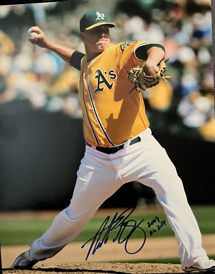 Foto firmada por Andrew Bailey 8x10 A’s Phillies Yankees Medias Rojas Angels MLB Foto 1 de 2