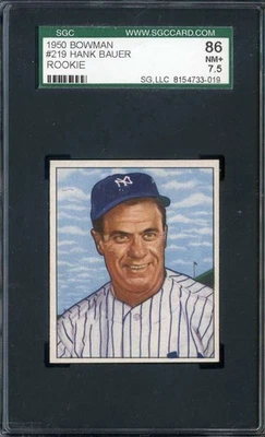 Bowman #219B 1950 Hank Bauer SGC 7,5 (RC) Yankees (con derechos de autor) *DS15276 Foto 1 de 2