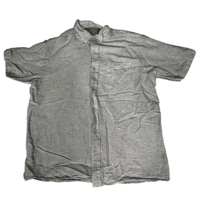 Bob Timberlake Shirt Mens XL Gray Linen Blend Button Down Short Sleeve Chambray - Image 1 of 4