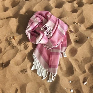 Shades of Pink Striped Design Turkish Beach Blanket - Picture 1 of 6