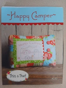 This & That Pattern 270 Happy Camper Emboidered Pillow Cover 12" x 16" - Picture 1 of 2