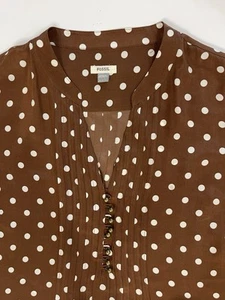 Abito donna Fossil taglia M in seta marrone con pois manica lunga bottoni accento - Foto 1 di 6