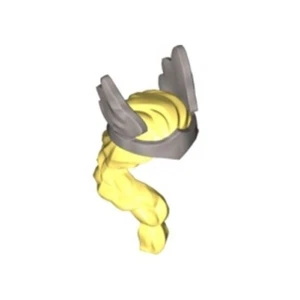 LEGO - Minifig, Hair Female Braid over Right Shoulder, Flat Silver Winged Diadem - Picture 1 of 1