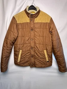 Prana Waylen Puffer Jacket Bomber Sherpa Collar & Corduroy Brown Size Large - Picture 1 of 6