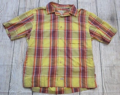 Guess Jeans USA Plaid Short Sleeve Collared Shirt Men's Small Yellow Orange * - Image 1 of 4