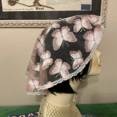 Mantilla de Encaje Velo Redondo Cabeza Cubierta Rosa y Crema Color Prendas para la Cabeza Nuevo Foto 1 de 4