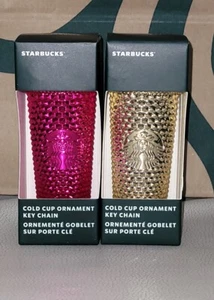 Starbucks 22 Christmas Studded Tumbler Ornaments Key Chains set of 2✨ FAST SHIP! - Picture 1 of 12