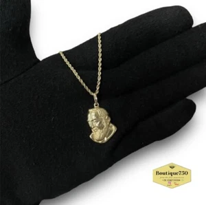 Collana Fune Con Padre Pio Oro 18kt 750% Spedizione Internazionale Veloce - Foto 1 di 3