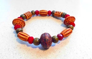 7,5" AZTEC UFO PERLEN UNGEWÖHNLICHER ARMREIF [MATERIALMIX] ARMBAND NEU * SALE - Bild 1 von 6