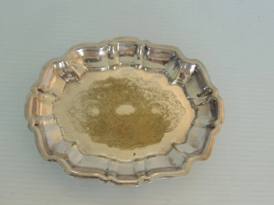 De colección/WM A Rogers 6.5 X 5" Pie Plateado Festoneado Ovalado/Tazón/Caramelo Foto 1 de 4