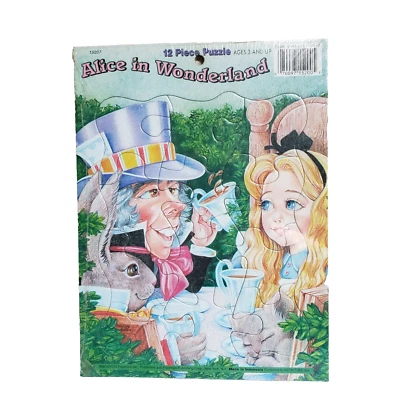 Quebra-cabeça bandeja vintage Alice Adventures Wonderland 12 peças Playmore EUA chá chapeleiro louco - Imagem 1 de 4