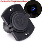 12-24V Dual USB Charger 2 Ports Car Boat Charger Socket Mount Panel 4.2A LED UK