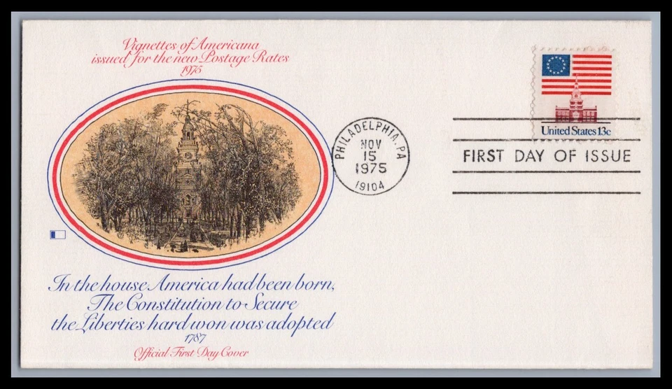 US FDC # 1622 13c Flag over Independence Hall Fleetwood   1975, 9E941 - Image 1 of 1