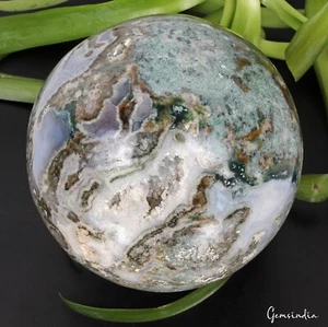 4,25 Zoll große natürliche Moosachat Geode Druzy Kugel Quarz Kristall Kugel Heilung - Bild 1 von 11