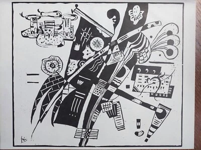 Wassily KANDINSKY Grabado en madera original 1935, producido en 1966 Foto 1 de 4