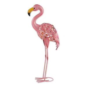 Flamingo Standing Tall Solar Metal Statue - Picture 1 of 8