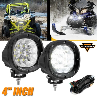 Luz de trabajo LED Auxbeam 2 piezas 4" 90W haz de inundación para Yamaha Raptor 250 2008-2014 Foto 1 de 4