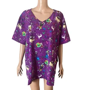 Nightmare Before Christmas Scrub Top Womens 3X Purple Graphics Jack Skellington - Picture 1 of 11