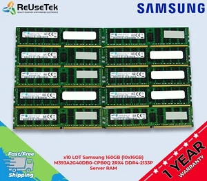 x10 LOT Samsung 160GB (10x16GB) M393A2G40DB0-CPB0Q 2RX4 DDR4-2133P Server RAM - Picture 1 of 13