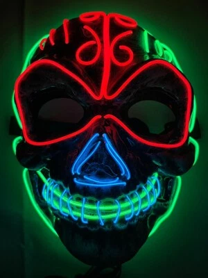 SKULL Scary LED Light Up 3 Mode Halloween Costume Cosplay Mask - Image 1 of 4