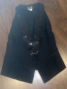 Women black formal vest sequins shear back size small - Picture 1 of 7