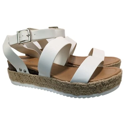 Sandalias alpargata Soda Bryce para mujer 10 puntera abierta correa al tobillo hebilla alta gruesa Foto 1 de 4