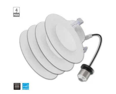 EcoSmart 4 in. White Dimmable LED Recessed Trim Bright White (4-Pack) - Image 1 of 3