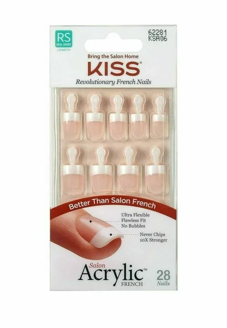 Kiss Ksa06 Salon Acrylic French Nail - 28 Count