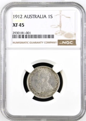 1912 Australia 1 Shilling, NGC XF 45, KM-26 - Image 1 of 2
