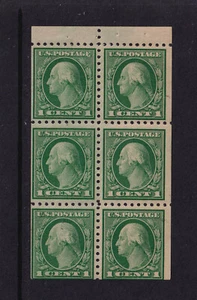 1916 Washington 1c green Sc 462a fresh MNH fresh booklet pane of 6 (SG - Picture 1 of 1